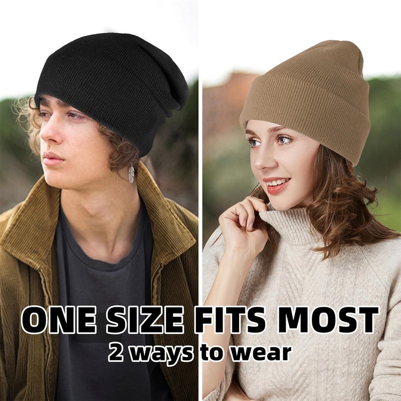 lucdnc Beanies for Men Women 2 Pack Fall Winter Men's Hats Unisex Warm Knit Skullies Beanies Soft Ski Caps - Image 3